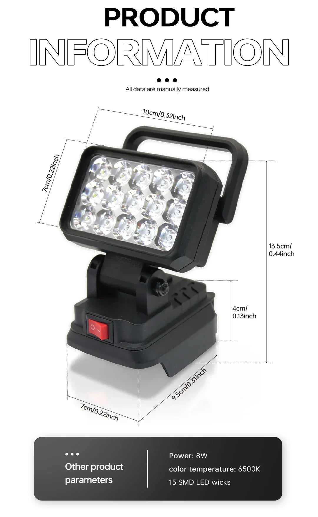 Luz de trabajo LED de 3 pulgadas para batería Makita de 18V/21V BL1830, foco para exteriores, lámpara de emergencia, accesorios para herramientas eléctricas