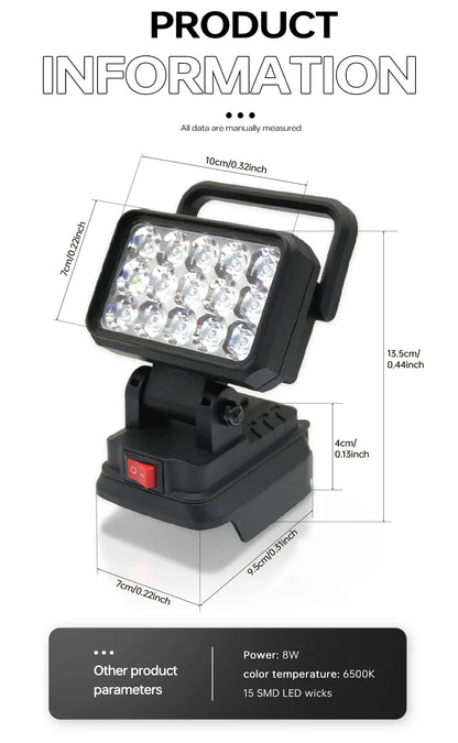 Luz de trabajo LED de 3 pulgadas para batería Makita de 18V/21V BL1830, foco para exteriores, lámpara de emergencia, accesorios para herramientas eléctricas