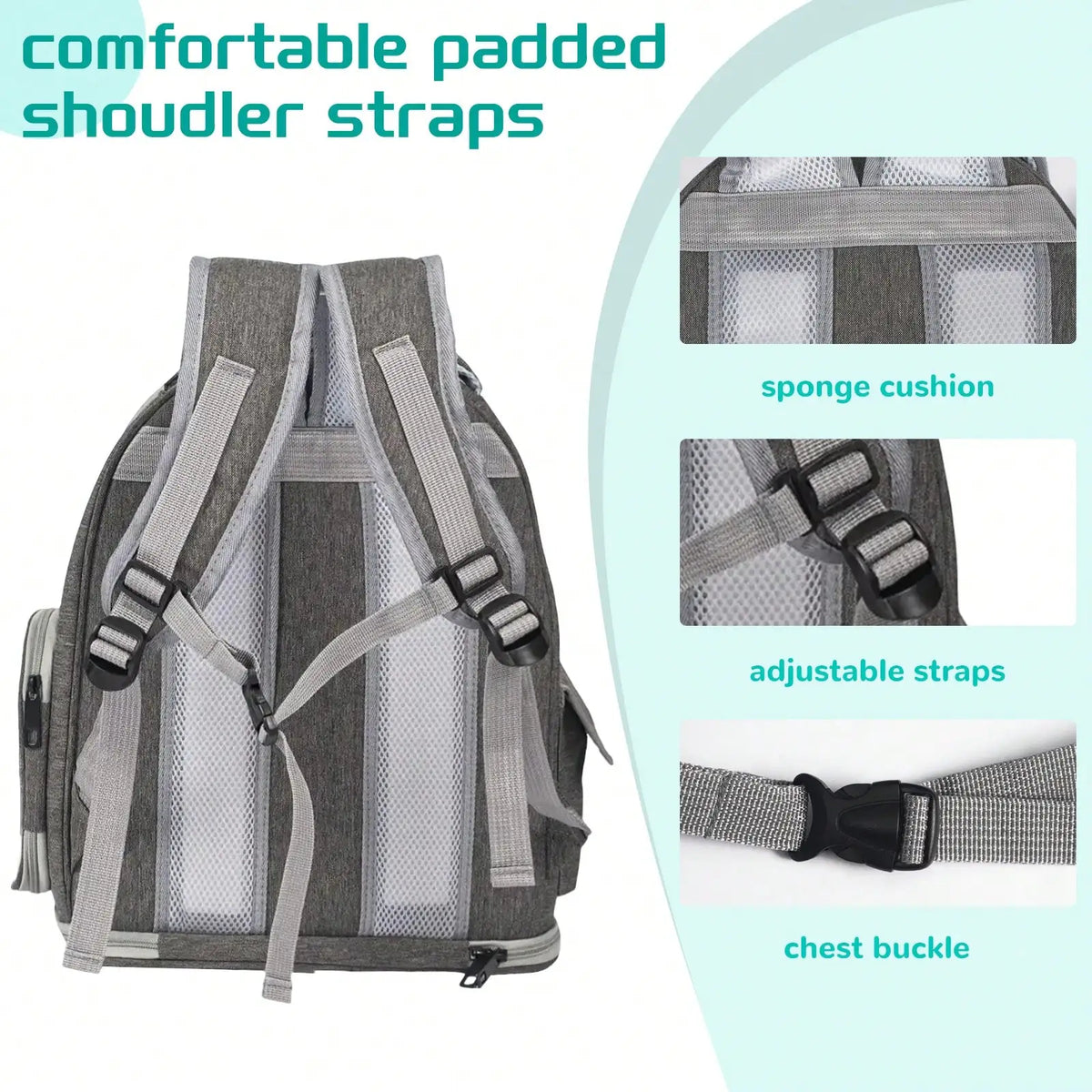 Mochila transparente de gran capacidad para mascotas - Diseño portátil de doble hombro, ideal para viajar y aventuras al aire libre con gatos y perros pequeños