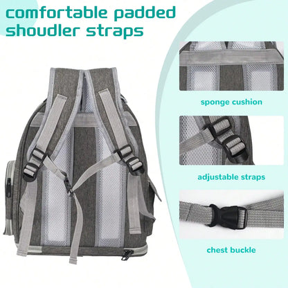 Mochila transparente de gran capacidad para mascotas - Diseño portátil de doble hombro, ideal para viajar y aventuras al aire libre con gatos y perros pequeños