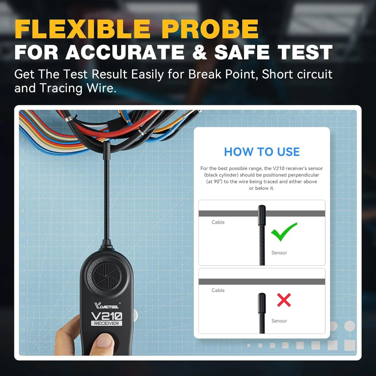 VDIAGTOOL V210 Automotive Circuit Breaker Finder Electrical Tester Wire Tracer Open & Short Circuit Finder DC 6-42V