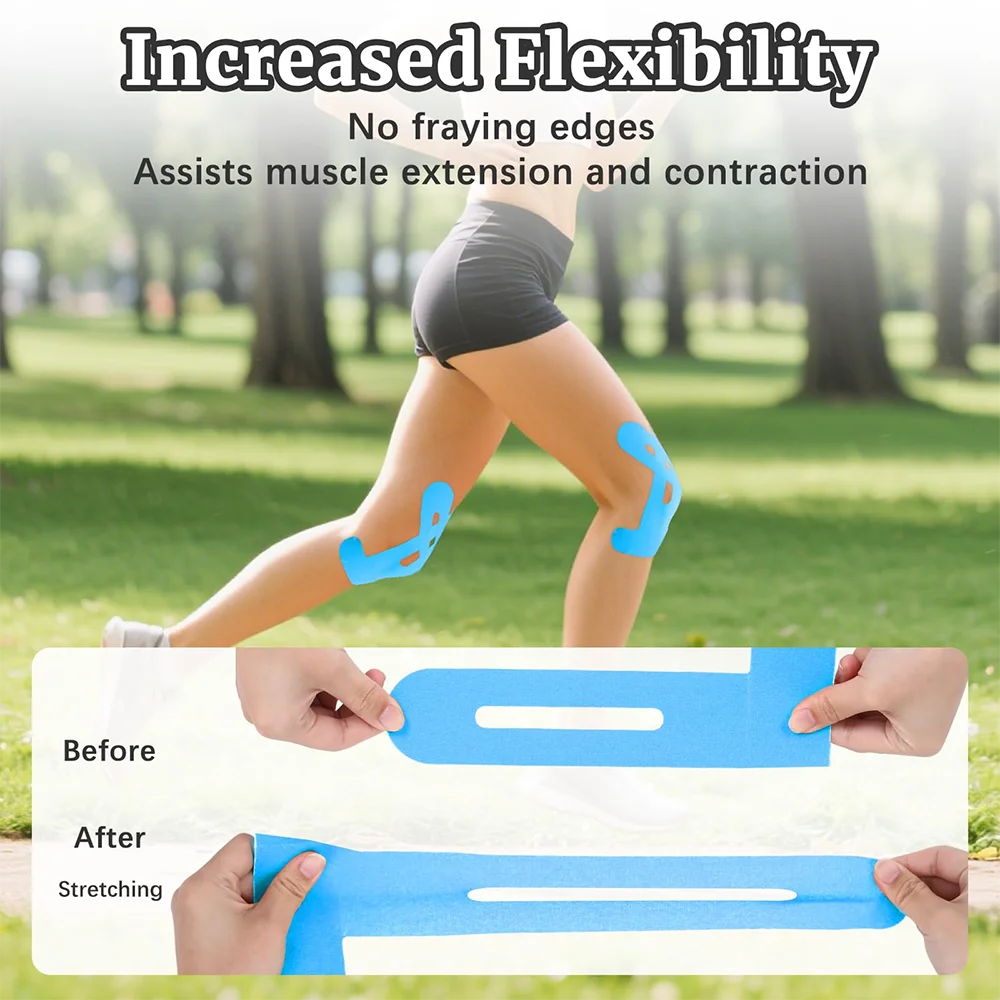 10PCS Kinesiology Tape for Knees, Waterproof & Elastic, Breathable Knee Tape, Athletic Tape Provide Support & Stability for Running