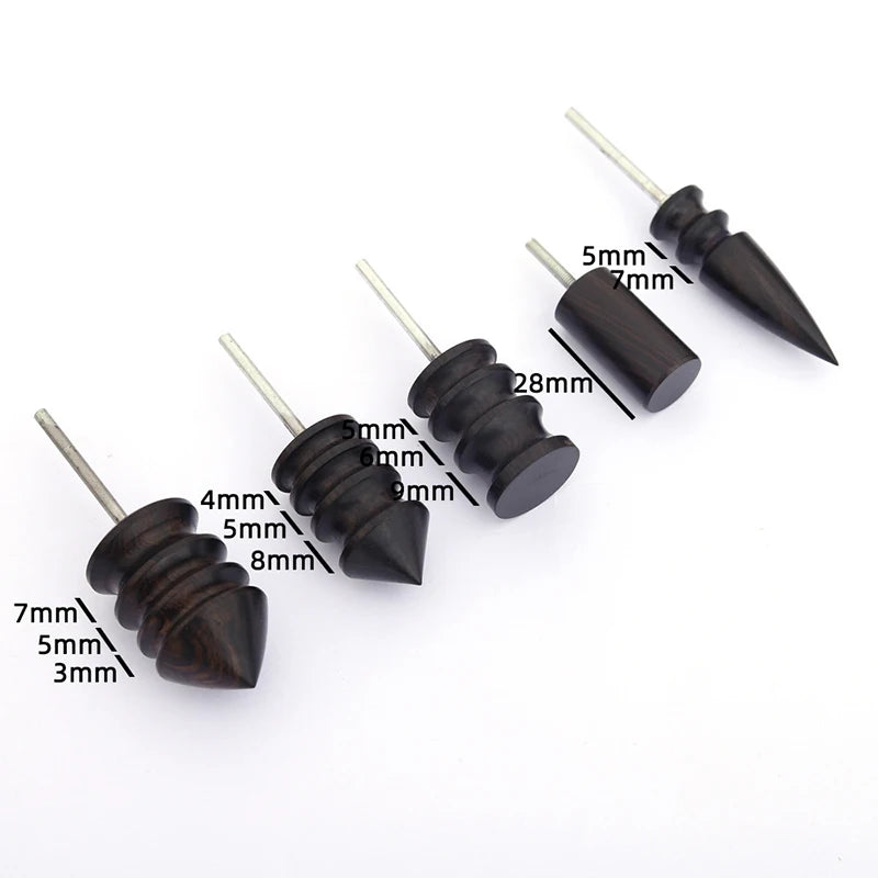 Black Ebony Wood Leather Burnisher Polished Rods, Leather Craft Edge Slicker Tool, Electric Polished Tip Head DIY Rotary Sets