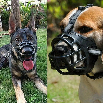 Adjustable Anti-Bite Dog Muzzle with Reflective Strip, Breathable Plastic, Allows Drinking Water
