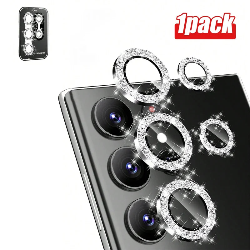 Diamond Camera Lens Protector Ring Cover For Samsung Galaxy S25 Ultra 5G S24 Plus S23 S25 FE S22 Tempered Glass Protective Film