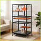 4-Tier Cat Cage Indoor, Large Wire Ferret Cage with Hammock, Ladders, Wheels for Small Pets, Black