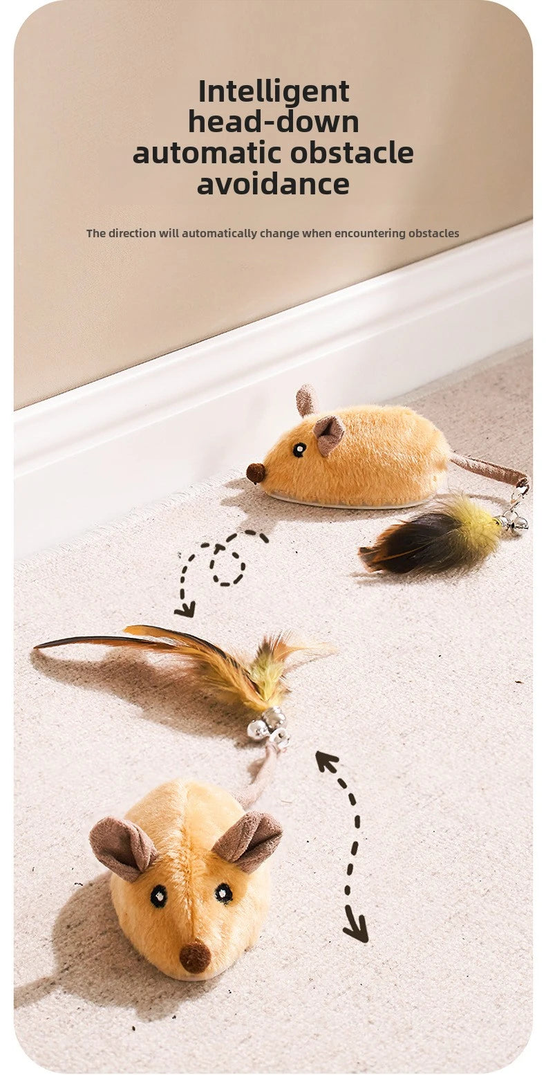 Automatic Sensing Moving Mouse Interactive Cat Toys Electronic Remote Squeaky Cat Toy For Kitten USB Rechargeable Pet Plush Toy