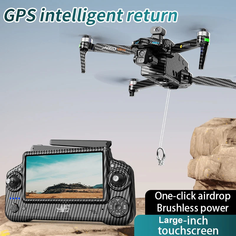 Nuevo Dron AE60 con GPS, Cámara HD Profesional 8K, Gimbal de 3 Ejes sin Escobillas, Evitación de Obstáculos, Pantalla Táctil, Lanzamiento Aéreo, FPV, Drones de Seguridad