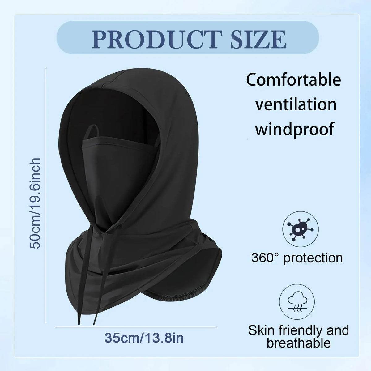 Outdoor Sports Sun Protection Balaclava, Breathable Full Face Mask, Long Neck Cover for Fishing, Cycling, Motorcycle, and Camping