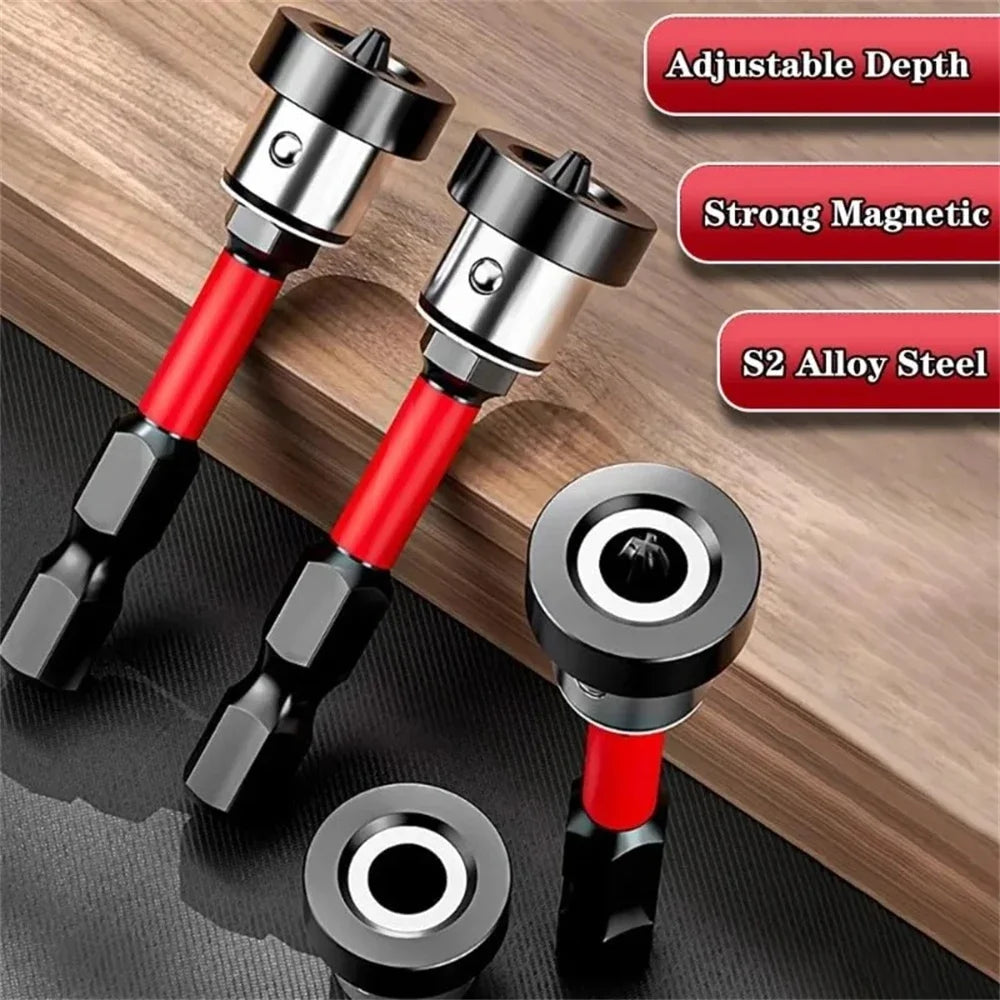 Magnetic Positioning S2 Screwdriver Bit,Drywall Screw for Plasterboard Gypsum Board Locating,1/4" Hex Shank Screw Batch Head PH2