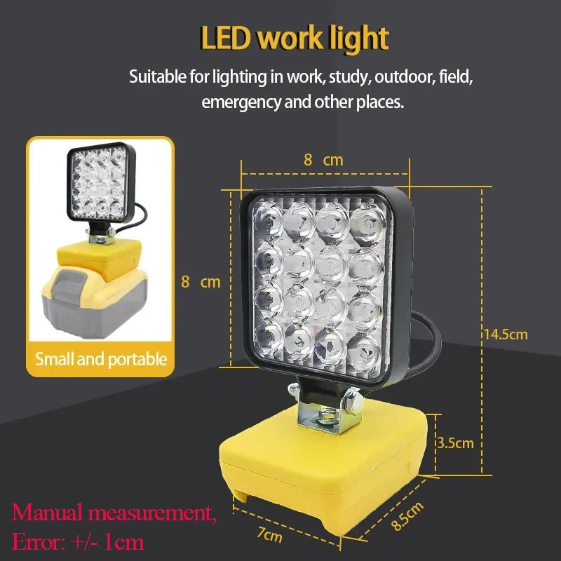 Piezas de herramientas eléctricas para Makita, DeWalt, Bosch, Milwaukee, Ryobi, linterna con batería de litio, luz de trabajo, lámpara de Camping