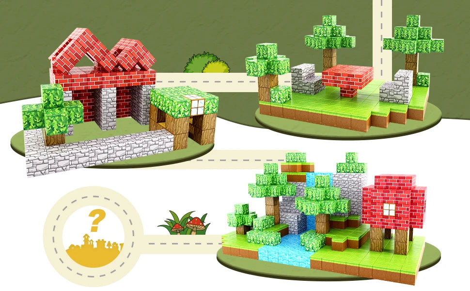 Mine World-bloques de construcción magnéticos para niños, ladrillos magnéticos con figuras, juego de construcción DIY, juguetes sensoriales STEM Montessori, regalos
