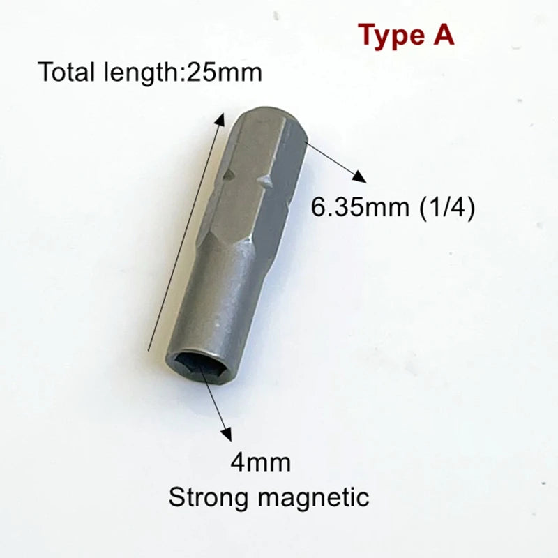 6.35mm 1/4" Micro Bit Adaptor  Insert Bit adapter to System 4mm Screwdriver Holder - Strong Magnetic