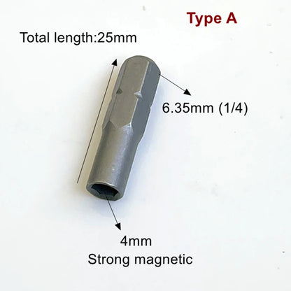 6.35mm 1/4" Micro Bit Adaptor  Insert Bit adapter to System 4mm Screwdriver Holder - Strong Magnetic