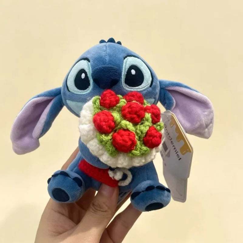 Muñecos de Peluche Clásicos de Anime, Mickey Mouse con Flores de Ganchillo, Llaveros, Pequeños Colgantes, Regalos Perfectos