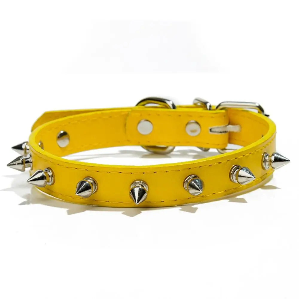 Pet Products Leather Cat Dog Collar Colorful Adjustable Pet Spiked Studded Collars Cool Exquisite Pet Neck Strap Photograph