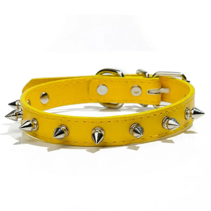 Pet Products Leather Cat Dog Collar Colorful Adjustable Pet Spiked Studded Collars Cool Exquisite Pet Neck Strap Photograph