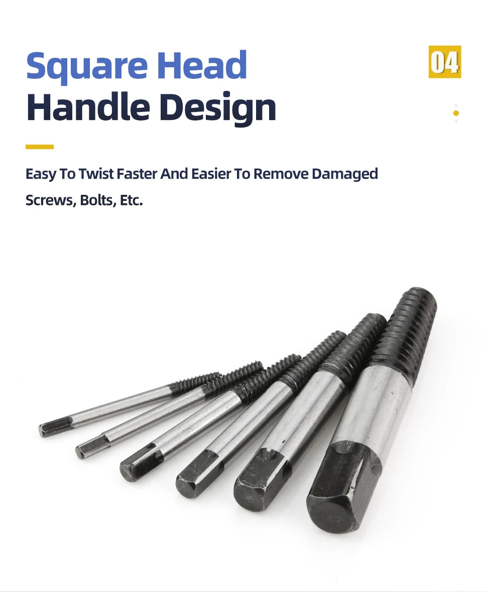TOOLEYE 5/6Pcs Screw Extractor Drill Bit Set Damaged Screws Remover Extractor Woodworking Tools Broken Bolt Water Pipe Extractor