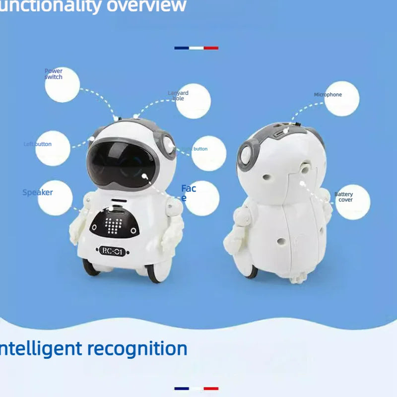 Robot Infantil Interactivo con Voz, Reconocimiento de Voz, Grabación, Canto, Baile y Cuentos, Mini Robot Inteligente de Juguete