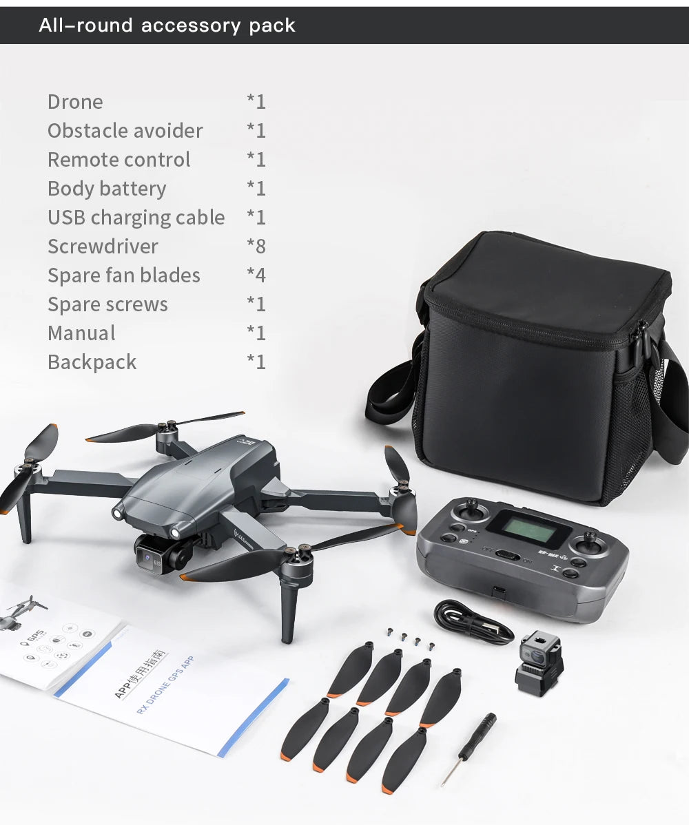 Dron GPS L600 PRO / PRO MAX Profesional 4K con Cámara Dual HD PTZ de 3 Ejes, Evitación de Obstáculos, Motor sin Escobillas, WIFI 5G, Dron de Seguridad
