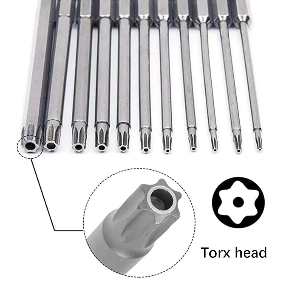 11 PCS T6-T40 Torx Security Bit Set S2 Steel Magnetic Star Screwdriver Set for Shark Vacuum 50/100mm