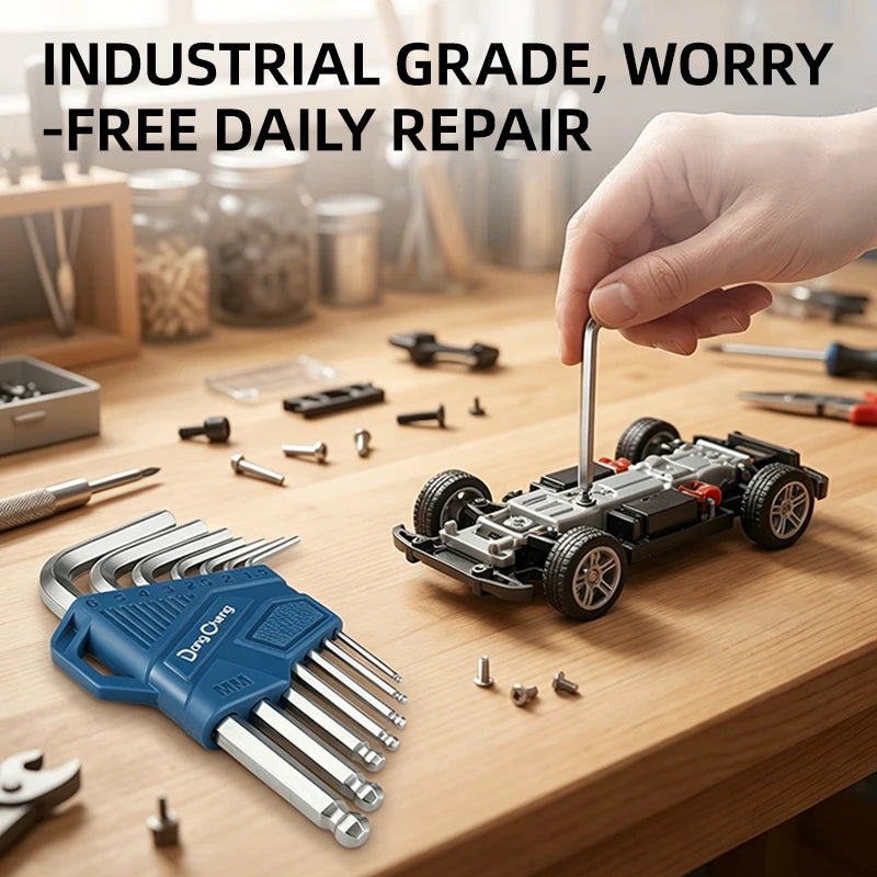 7PCS Long Ball End Hex Key Set, CR-V Steel, 1.5-6mm Allen Wrench, Perfect for Bicycle Repair, Furniture Assembly & DIY Projects