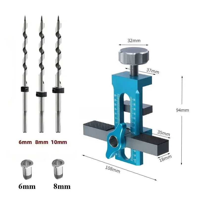 2 in 1 Cabinet Door Installation Positioner, 6/8/10mm Rebounder Punching Mounting Jig for Wardrobe Cabinet Door Panel Installation