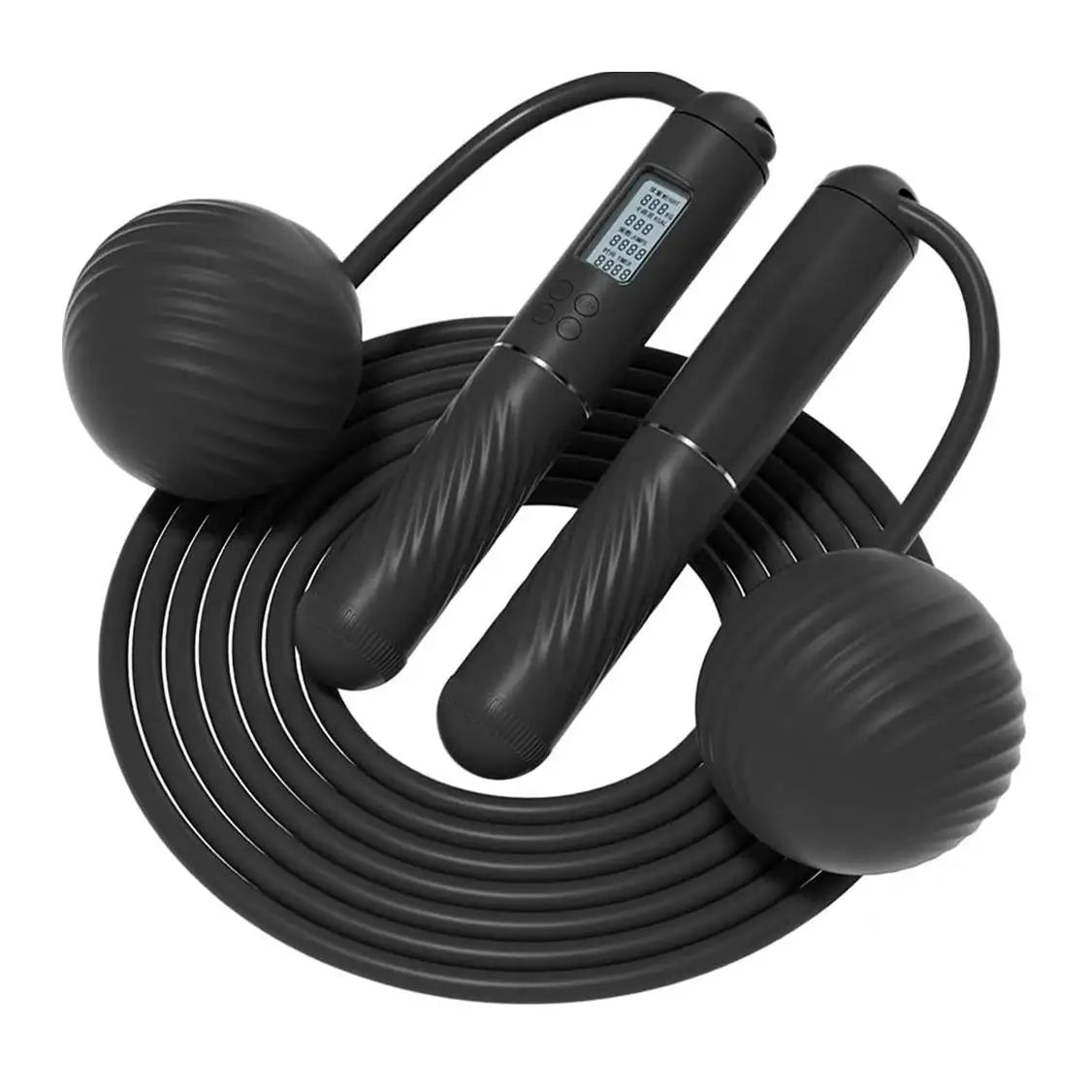 2-in-1 Smart Digital Weighted Jump Rope with LED Display Counter Cordless Skipping Rope Adjustable PVC Steel Wire Anti-Slip Handle for Adult Indoor Outdoor Cardio Workout Home Gym Fitness Training Portable Exercise Equipment