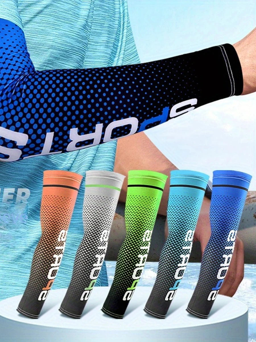 10Pcs Cooling Arm Sleeves, Stylish UV Protection Arm Sleeve Protectors, Breathable Elastic Cooling Covers for Golf Cycling Driving Outdoor Sports, Unisex All Day Comfort