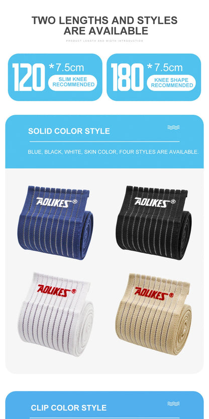 AOLIKES 1PC 40-180cm Compression Bandage Protector Knee Support Brace Sports Elastic Elbow Straps Leg Bands Bandage Workout Wrap