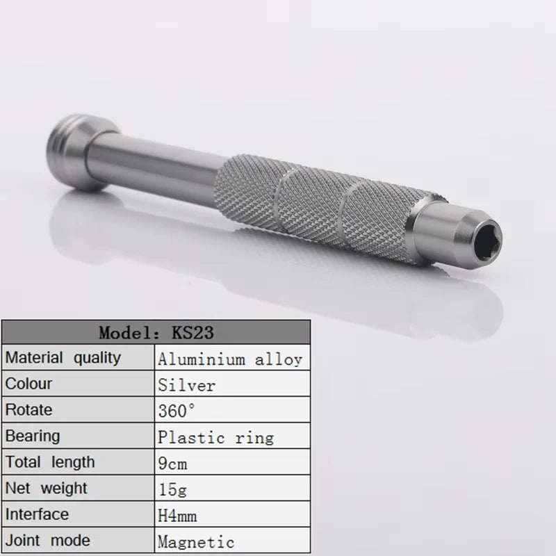 Precision Magnetic Screwdriver Handle Bearing Aluminium Alloy Bolt Handle Phone Repair Hand Tool for H4mm Screw Driver Bits
