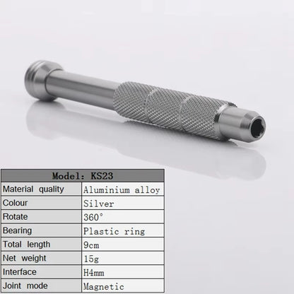 Precision Magnetic Screwdriver Handle Bearing Aluminium Alloy Bolt Handle Phone Repair Hand Tool for H4mm Screw Driver Bits