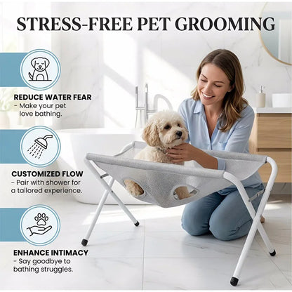 Adjustable Dog Grooming Hammock, Foldable Pet Bathing and Nail Clipping Helper, Breathable Mesh Support Harness for Pets