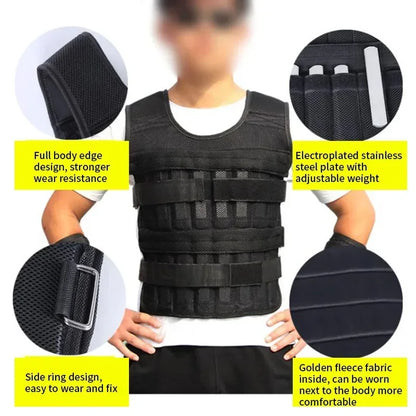 New training jacket, gym and fitness equipment, 15/35KG adjustable loading weight vest, training vest for running and boxing, sand clothing