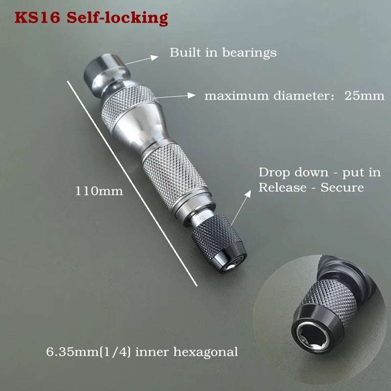 Quick Release 1/4 Inch Hex Shank Screwdriver Bit Holder Aluminum Alloy DIY Tool Manual Handle