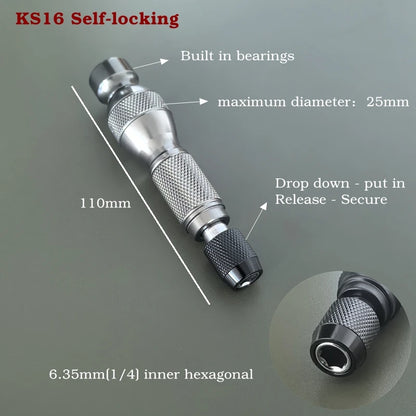 Quick Release 1/4 Inch Hex Shank Screwdriver Bit Holder Aluminum Alloy DIY Tool Manual Handle