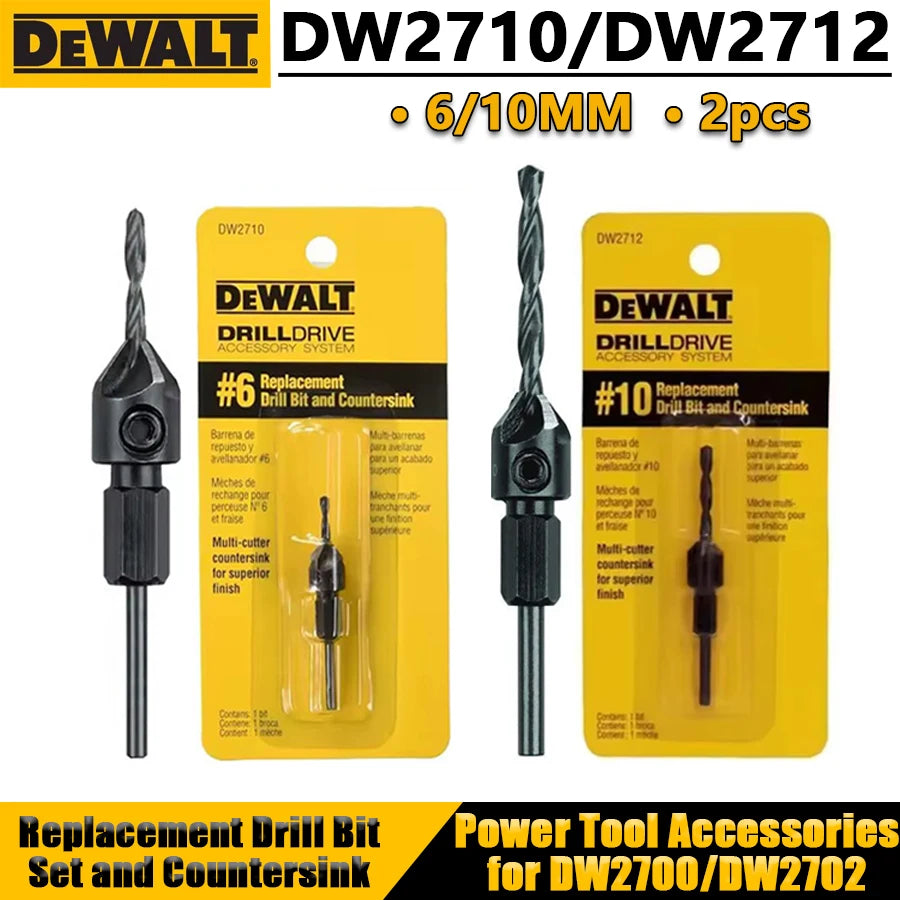 DEWALT DW2710/DW2711/DW2712 6/8/10MM Replacement Drill Bit Set and Countersink Wood Drilling Holes Power Tool Accessories