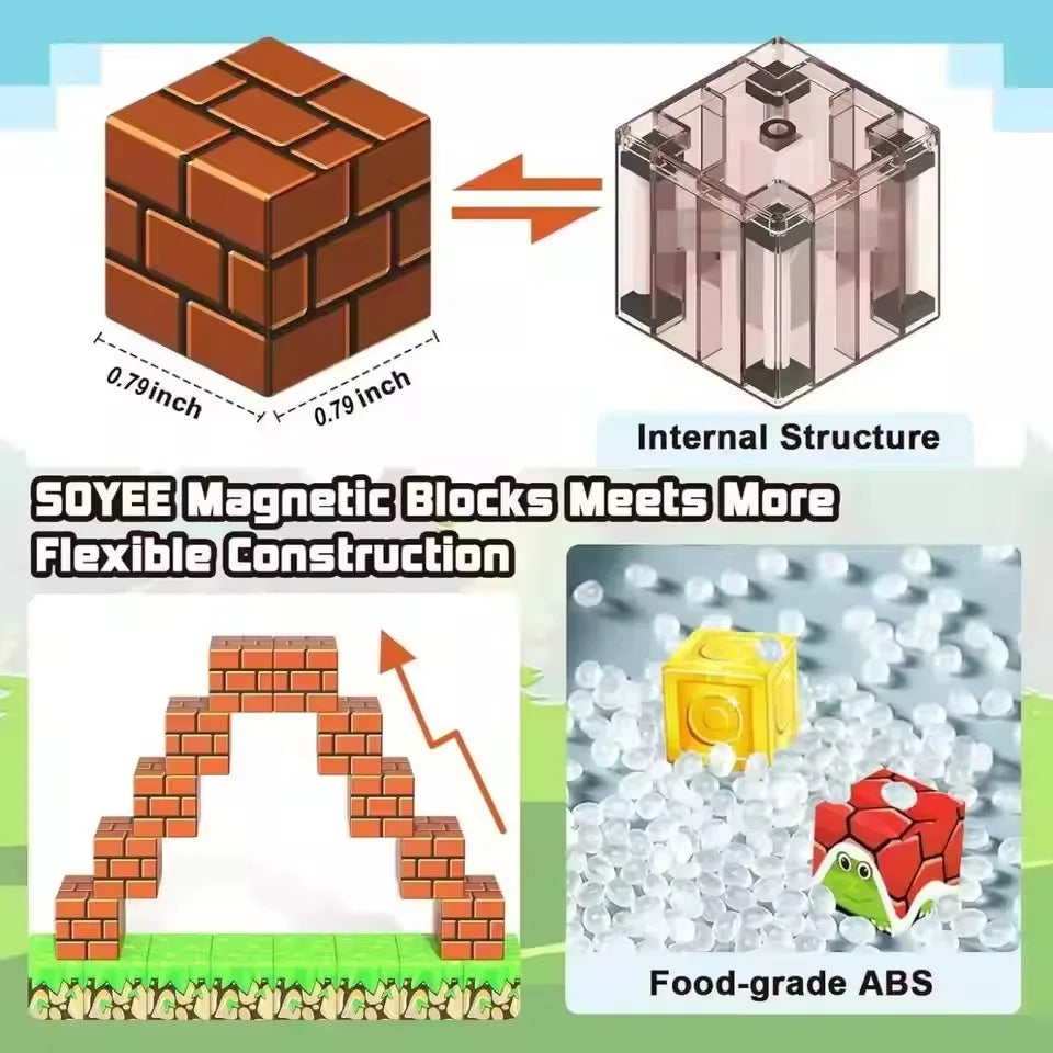 Juego de bloques magnéticos de 10-500 piezas, juguetes de construcción, modelo de mundo magnético, para niños y niñas, cubos sensoriales STEM Montessori, regalos para niños pequeños