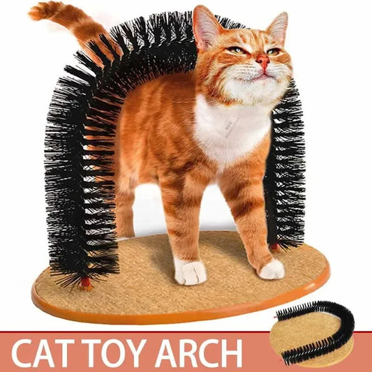 Cat Toy Arch Self Groomer, Pamper Your Feline with a Massage Grooming Rubbing Brush and Scratching Pad, Interactive Toy for Cats