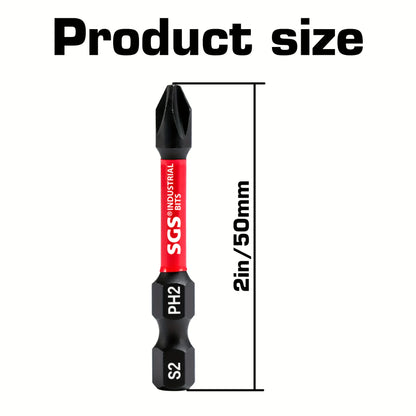 10/20 Piece S2 Steel PH2 Impact Screwdriver Bit Set, 50mm, Strong Magnetic, Anti-Twist, High Hardness, with Red Storage Box