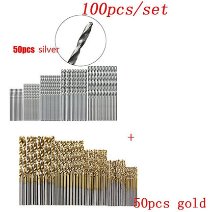 50/100pcs HSS Titanium Coated Twist Drill Bit Set High Speed Steel Metal Drill Bits For Cast Iron Wood High Quality Power Tools