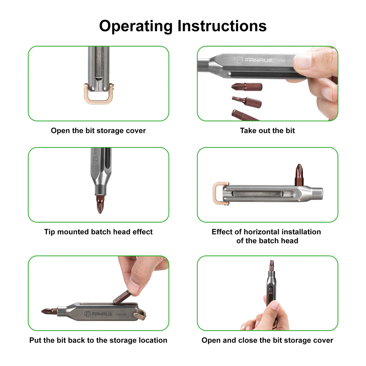 FANAUE Multifunctional Magnetic Keychain Mini Portable Folding Screwdriver Repair Tool Combination Pendant Portable Cross One