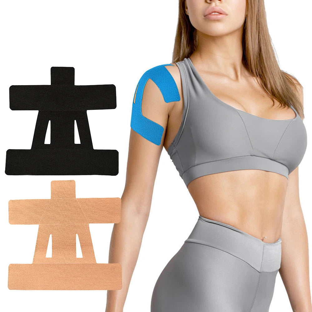 Cinta de kinesiología precortada para soporte y estabilidad de hombros, cinta atlética para aliviar el dolor de hombros, impermeable y elástica, 1/5/10 unidades