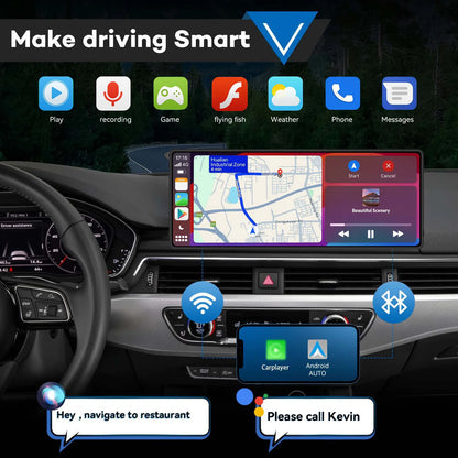 Universal Portable CarPlay Car Screen, Car Radio Multimedia WiFi Video Player, Wireless CarPlay Display for Apple or Android