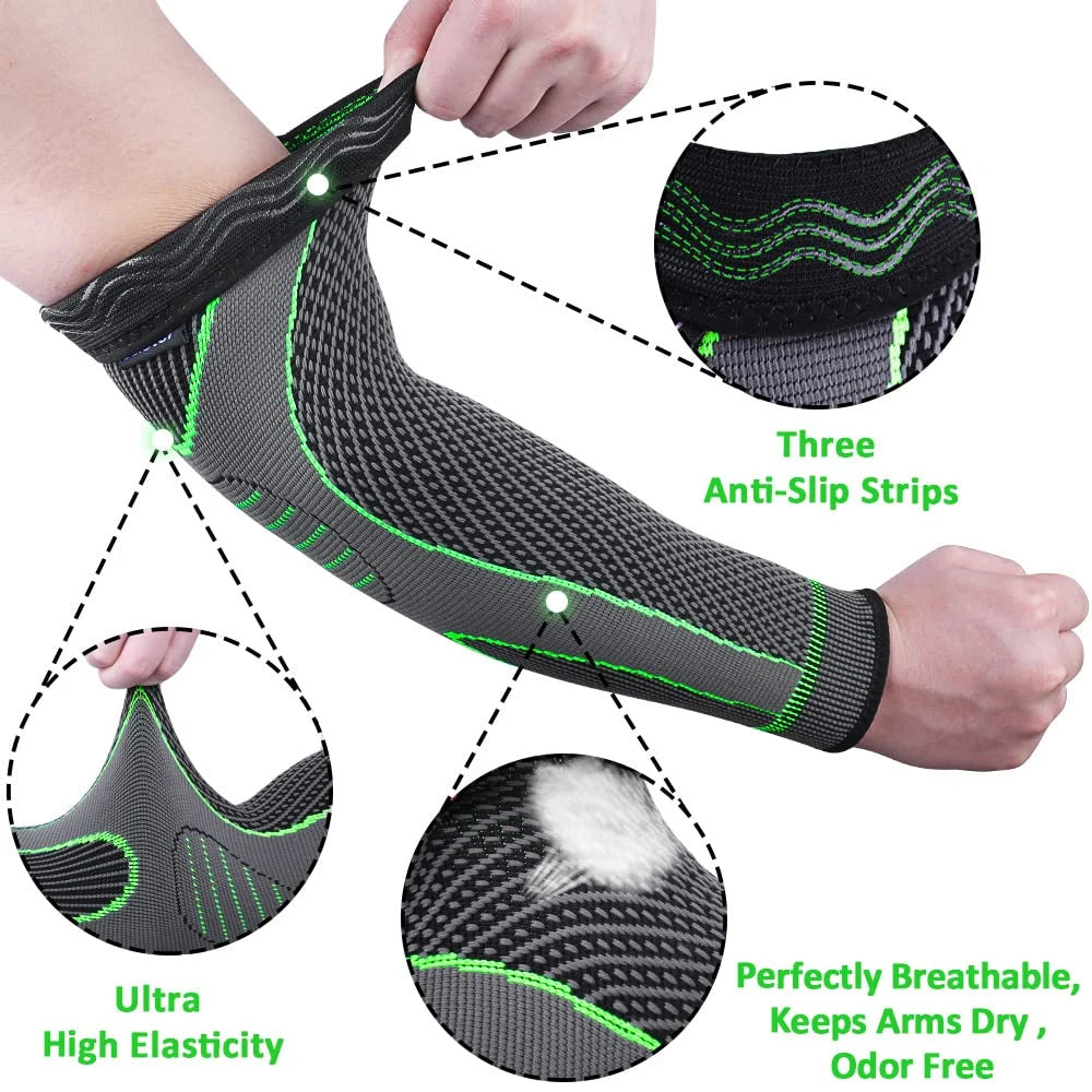 1PCS Sports Arm Compression Sleeve Anti-Slip Elbow Support for Men and Women Cycling Basketball Football Volleyball Baseball Tennis Golf