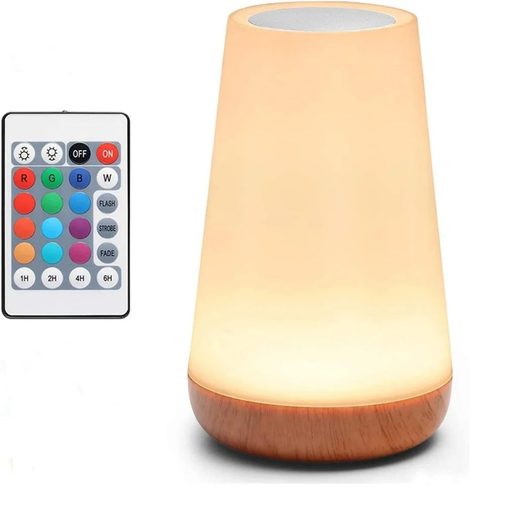 USB Rechargeable Dimmable Touch Lamp, Portable Table Bedside Night Light for Bedroom, 13 RGB Colors Night Lights for Baby and Kids