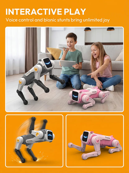 Perro Robot Mágico con IA, Control por Voz a través de Control Remoto de 2.4GHz, Programación Inteligente, Luces en los Ojos, para Niños y Entusiastas de la Tecnología