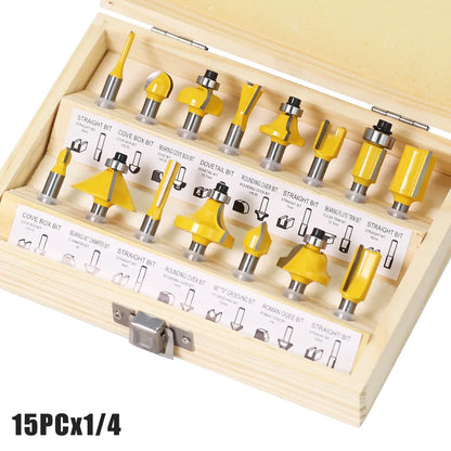 1/2 inch-1/4 inch-CNC solid carbide woodworking router bit, edge trimming machine wood milling cutter, 24-35-50 pcs wood tool set