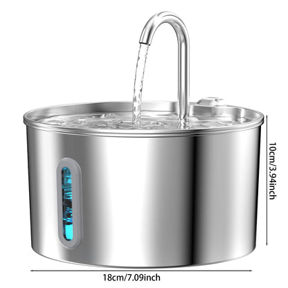 ZYFeeder 2.2L Automatic Stainless Steel Pet Water Fountain, Cat/Dog Drinking Bowl, Silent Water Dispenser with Window