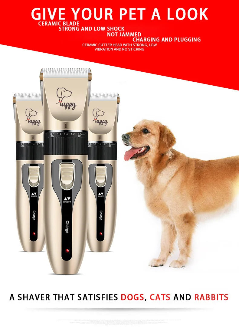 Electric Pet Clipper Grooming Kit for Dogs, Rechargeable Trimmer for Cat Hair Removal, Professional Grooming Set